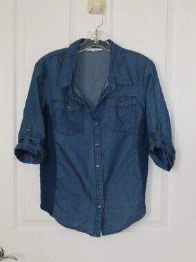 Cavalini Chambray Button Down Shirt Women's Size Large